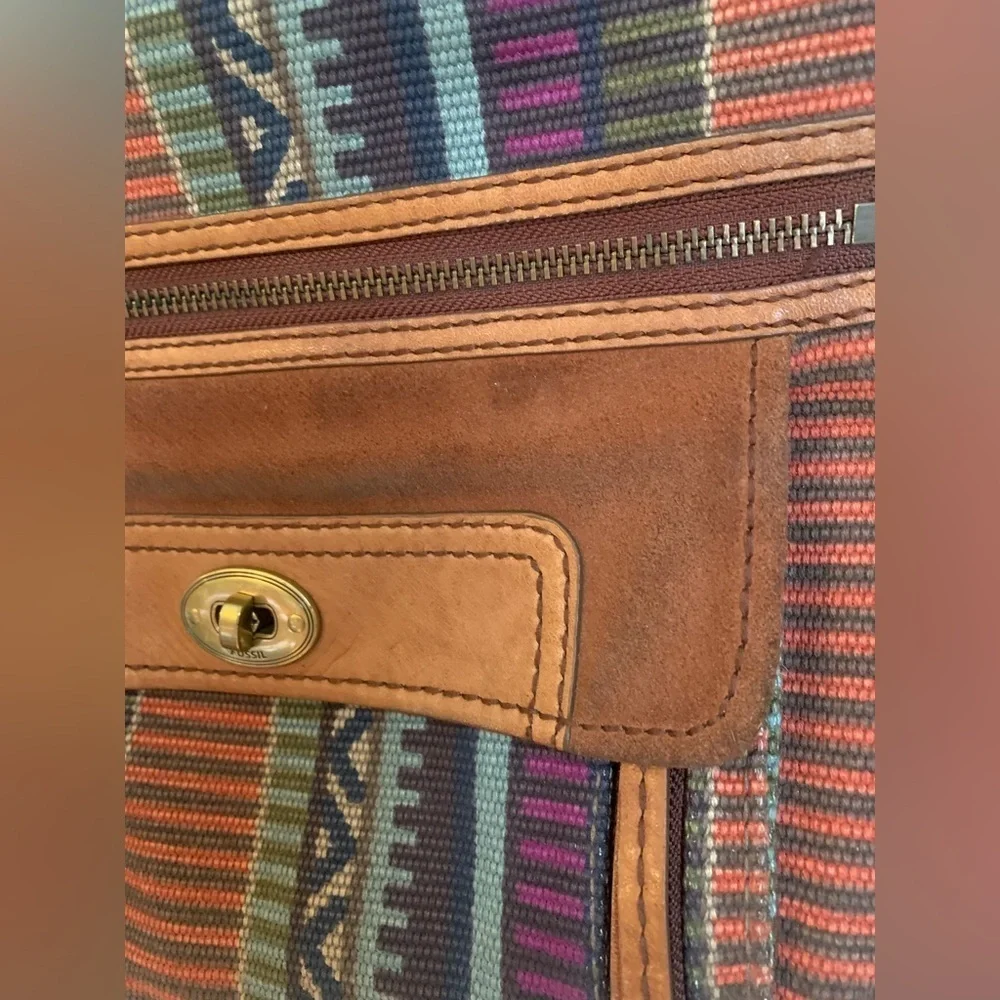 Fossil weaved leather boho bohemian crossbody southwestern grunge festival vtg